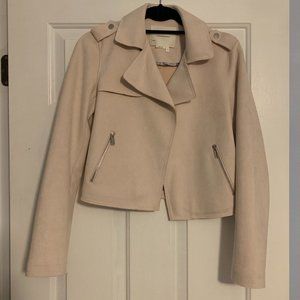 Anthropologie Suede Moto Jacket Light Pink XS